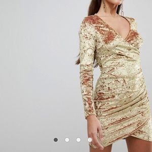 Gold/blush velvet dress